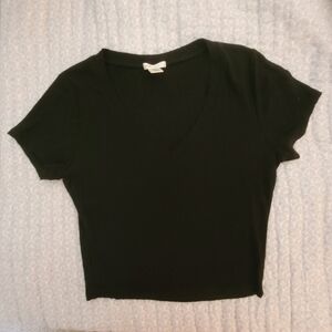 Bozzolo Black Short-sleeved Cropped Top